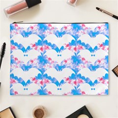 Bats Pattern T- Shirt White Bats And Bows Blue Pink T- Shirt Cosmetic Bag (xl) by EnriqueJohnson