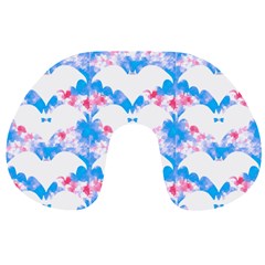 Bats Pattern T- Shirt White Bats And Bows Blue Pink T- Shirt Travel Neck Pillow