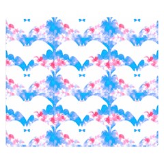 Bats Pattern T- Shirt White Bats And Bows Blue Pink T- Shirt Two Sides Premium Plush Fleece Blanket (small) by EnriqueJohnson