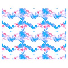 Bats Pattern T- Shirt White Bats And Bows Blue Pink T- Shirt Two Sides Premium Plush Fleece Blanket (medium) by EnriqueJohnson