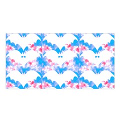 Bats Pattern T- Shirt White Bats And Bows Blue Pink T- Shirt Satin Shawl 45  X 80 