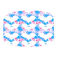 Bats Pattern T- Shirt White Bats And Bows Blue Pink T- Shirt Mini Square Pill Box by EnriqueJohnson