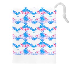 Bats Pattern T- Shirt White Bats And Bows Blue Pink T- Shirt Drawstring Pouch (4xl) by EnriqueJohnson