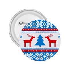 Red And Green Christmas Tree Winter Pattern Pixel Elk Buckle Holidays 2 25  Buttons by Sarkoni