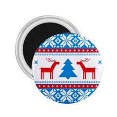 Red And Green Christmas Tree Winter Pattern Pixel Elk Buckle Holidays 2 25  Magnets by Sarkoni