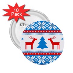 Red And Green Christmas Tree Winter Pattern Pixel Elk Buckle Holidays 2 25  Buttons (10 Pack)  by Sarkoni