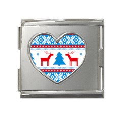 Red And Green Christmas Tree Winter Pattern Pixel Elk Buckle Holidays Mega Link Heart Italian Charm (18mm) by Sarkoni