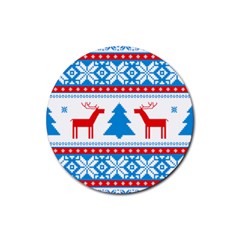 Red And Green Christmas Tree Winter Pattern Pixel Elk Buckle Holidays Rubber Coaster (round) by Sarkoni