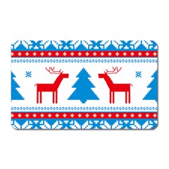 Red And Green Christmas Tree Winter Pattern Pixel Elk Buckle Holidays Magnet (rectangular) by Sarkoni