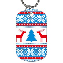 Red And Green Christmas Tree Winter Pattern Pixel Elk Buckle Holidays Dog Tag (one Side) by Sarkoni