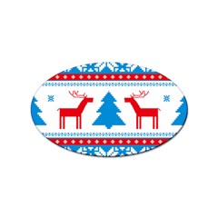 Red And Green Christmas Tree Winter Pattern Pixel Elk Buckle Holidays Sticker Oval (100 Pack) by Sarkoni