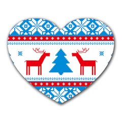 Red And Green Christmas Tree Winter Pattern Pixel Elk Buckle Holidays Heart Mousepad by Sarkoni