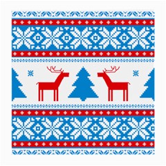 Red And Green Christmas Tree Winter Pattern Pixel Elk Buckle Holidays Medium Glasses Cloth (2 Sides) by Sarkoni