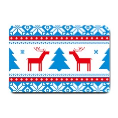 Red And Green Christmas Tree Winter Pattern Pixel Elk Buckle Holidays Small Doormat by Sarkoni