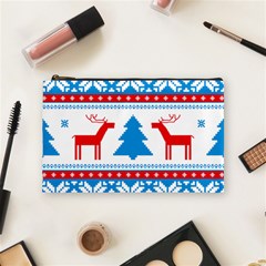 Red And Green Christmas Tree Winter Pattern Pixel Elk Buckle Holidays Cosmetic Bag (medium) by Sarkoni