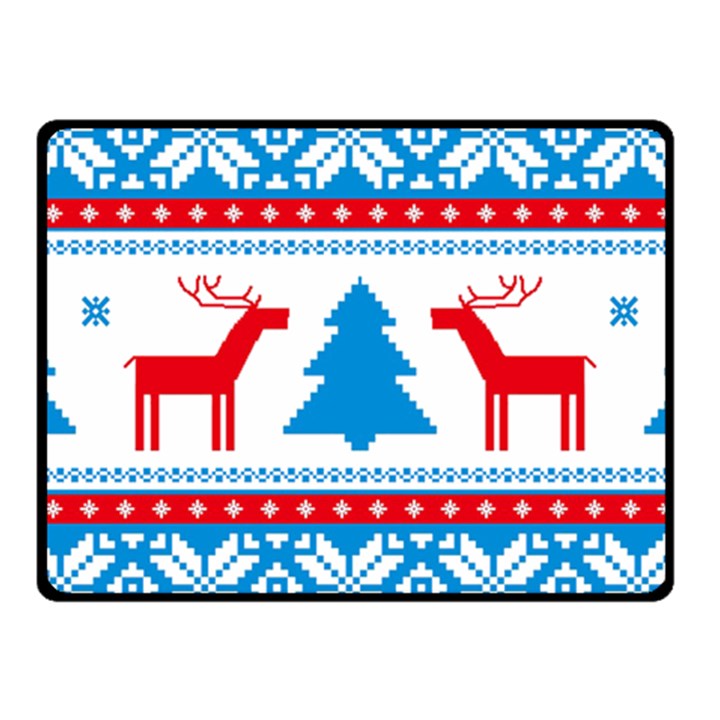 Red And Green Christmas Tree Winter Pattern Pixel Elk Buckle Holidays Fleece Blanket (Small)