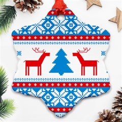 Red And Green Christmas Tree Winter Pattern Pixel Elk Buckle Holidays Ornament (snowflake) by Sarkoni