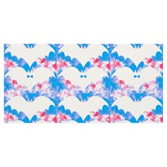 Bats Pattern T- Shirt White Bats And Bows Blue Pink T- Shirt Banner And Sign 8  X 4  by EnriqueJohnson