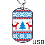 Red And Green Christmas Tree Winter Pattern Pixel Elk Buckle Holidays Dog Tag USB Flash (Two Sides) Front