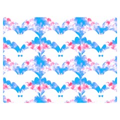 Bats Pattern T- Shirt White Bats And Bows Blue Pink T- Shirt Two Sides Premium Plush Fleece Blanket (extra Small) by EnriqueJohnson