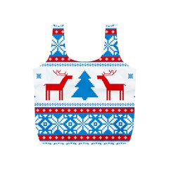 Red And Green Christmas Tree Winter Pattern Pixel Elk Buckle Holidays Full Print Recycle Bag (s) by Sarkoni