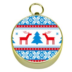 Red And Green Christmas Tree Winter Pattern Pixel Elk Buckle Holidays Gold Compasses by Sarkoni