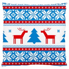 Red And Green Christmas Tree Winter Pattern Pixel Elk Buckle Holidays Large Premium Plush Fleece Cushion Case (one Side) by Sarkoni