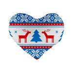 Red And Green Christmas Tree Winter Pattern Pixel Elk Buckle Holidays Standard 16  Premium Flano Heart Shape Cushions Front