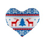 Red And Green Christmas Tree Winter Pattern Pixel Elk Buckle Holidays Standard 16  Premium Flano Heart Shape Cushions Back