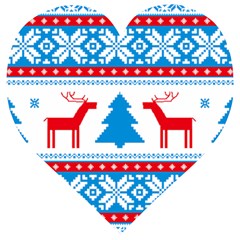 Red And Green Christmas Tree Winter Pattern Pixel Elk Buckle Holidays Wooden Puzzle Heart by Sarkoni