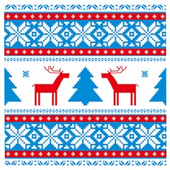 Red And Green Christmas Tree Winter Pattern Pixel Elk Buckle Holidays Wooden Puzzle Square by Sarkoni