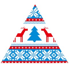 Red And Green Christmas Tree Winter Pattern Pixel Elk Buckle Holidays Wooden Puzzle Triangle by Sarkoni