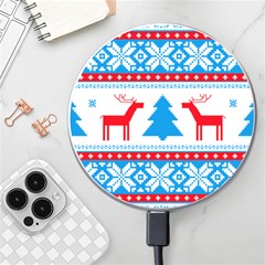 Red And Green Christmas Tree Winter Pattern Pixel Elk Buckle Holidays Wireless Fast Charger(white) by Sarkoni