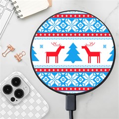 Red And Green Christmas Tree Winter Pattern Pixel Elk Buckle Holidays Wireless Fast Charger(black) by Sarkoni