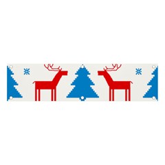 Red And Green Christmas Tree Winter Pattern Pixel Elk Buckle Holidays Banner And Sign 4  X 1  by Sarkoni