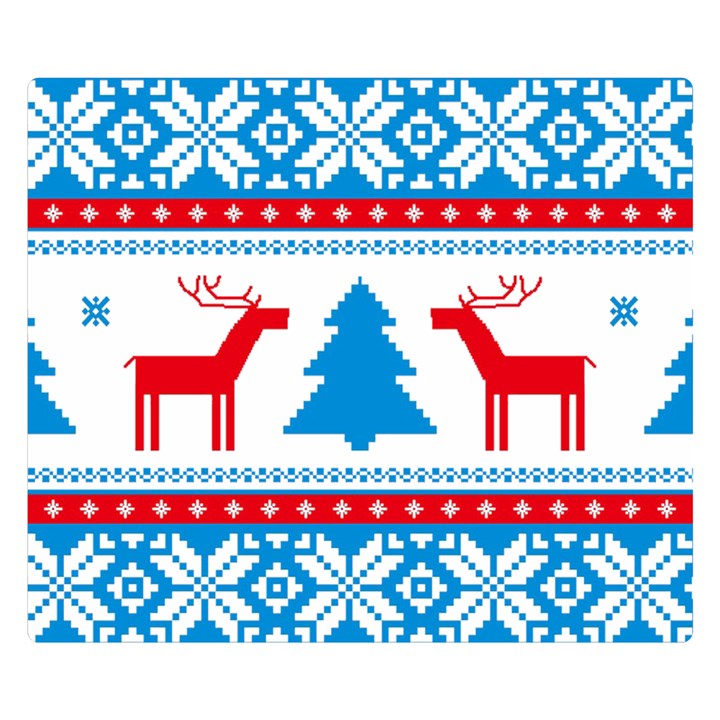 Red And Green Christmas Tree Winter Pattern Pixel Elk Buckle Holidays Premium Plush Fleece Blanket (Small)