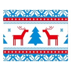 Red And Green Christmas Tree Winter Pattern Pixel Elk Buckle Holidays Premium Plush Fleece Blanket (large) by Sarkoni