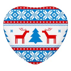 Red And Green Christmas Tree Winter Pattern Pixel Elk Buckle Holidays Heart Glass Fridge Magnet (4 Pack) by Sarkoni