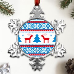 Red And Green Christmas Tree Winter Pattern Pixel Elk Buckle Holidays Metal Small Snowflake Ornament by Sarkoni