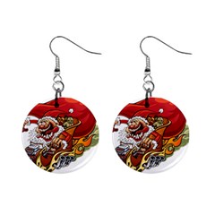 Funny Santa Claus Christmas Mini Button Earrings by Sarkoni