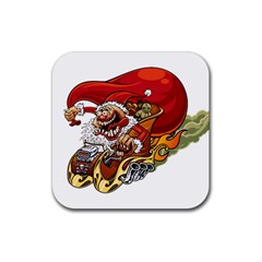 Funny Santa Claus Christmas Rubber Coaster (square) by Sarkoni