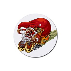 Funny Santa Claus Christmas Rubber Coaster (round) by Sarkoni