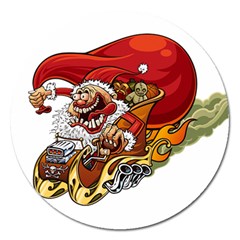 Funny Santa Claus Christmas Magnet 5  (round) by Sarkoni