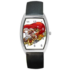 Funny Santa Claus Christmas Barrel Style Metal Watch by Sarkoni