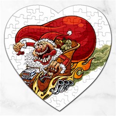 Funny Santa Claus Christmas Jigsaw Puzzle (heart) by Sarkoni