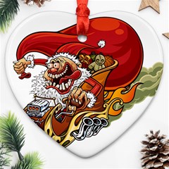 Funny Santa Claus Christmas Heart Ornament (two Sides) by Sarkoni