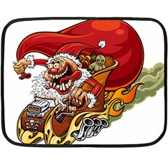 Funny Santa Claus Christmas Two Sides Fleece Blanket (mini) by Sarkoni