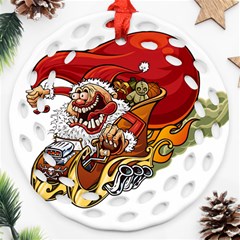 Funny Santa Claus Christmas Ornament (round Filigree) by Sarkoni