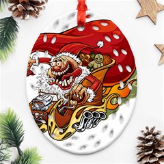 Funny Santa Claus Christmas Ornament (oval Filigree) by Sarkoni