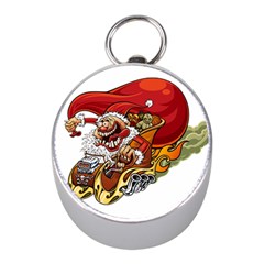 Funny Santa Claus Christmas Mini Silver Compasses by Sarkoni